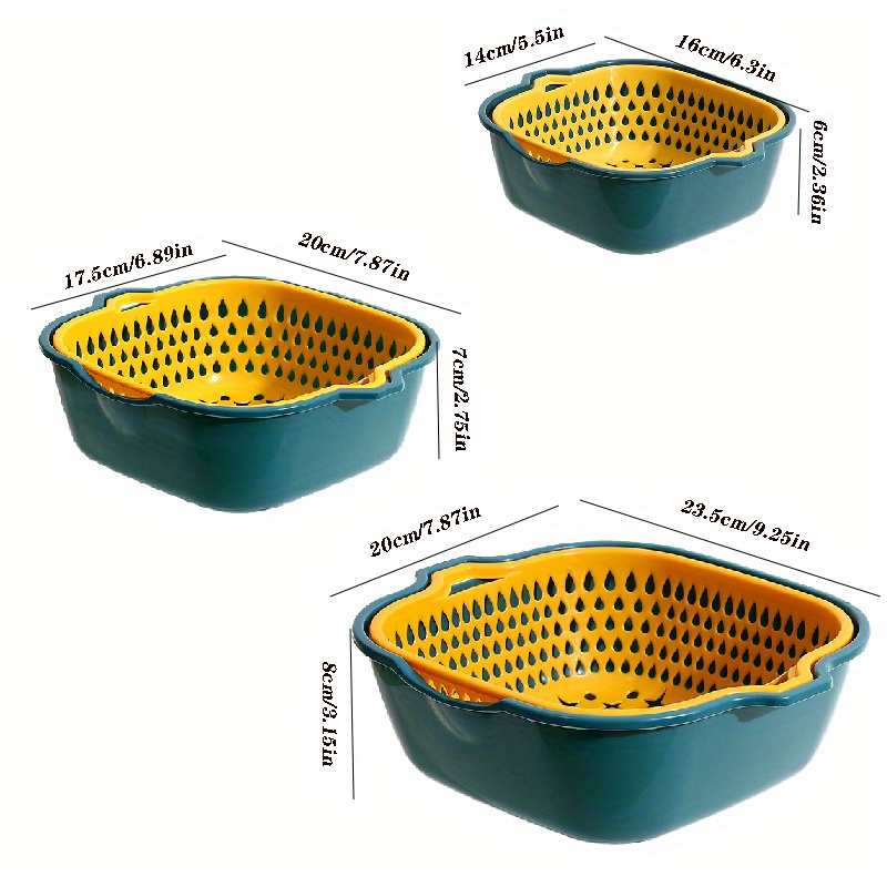 6pcs set double layer vegetable washing basin drain baskets multifunctional kitchen drain basket for washing multifunctional storage basket for washing fruits and vegetables kitchen storage basket kitchen and bathroom accessories details 11