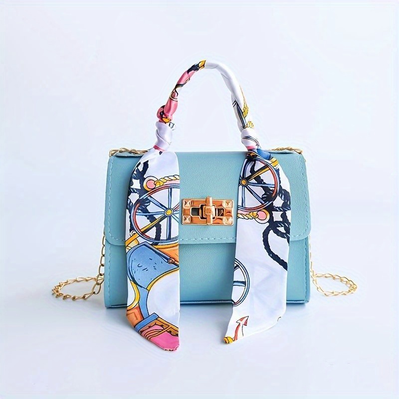 Twilly Scarf Decor Chain Strap Square Bag - Bags & Luggage - Temu