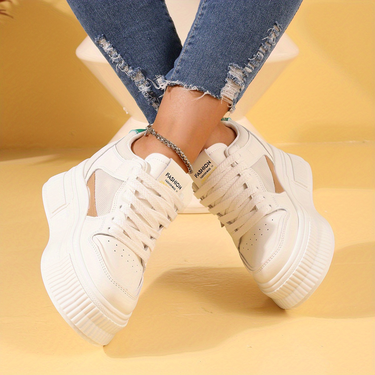 Women's Letter Graphic Lace up Front Wedge Sneakers