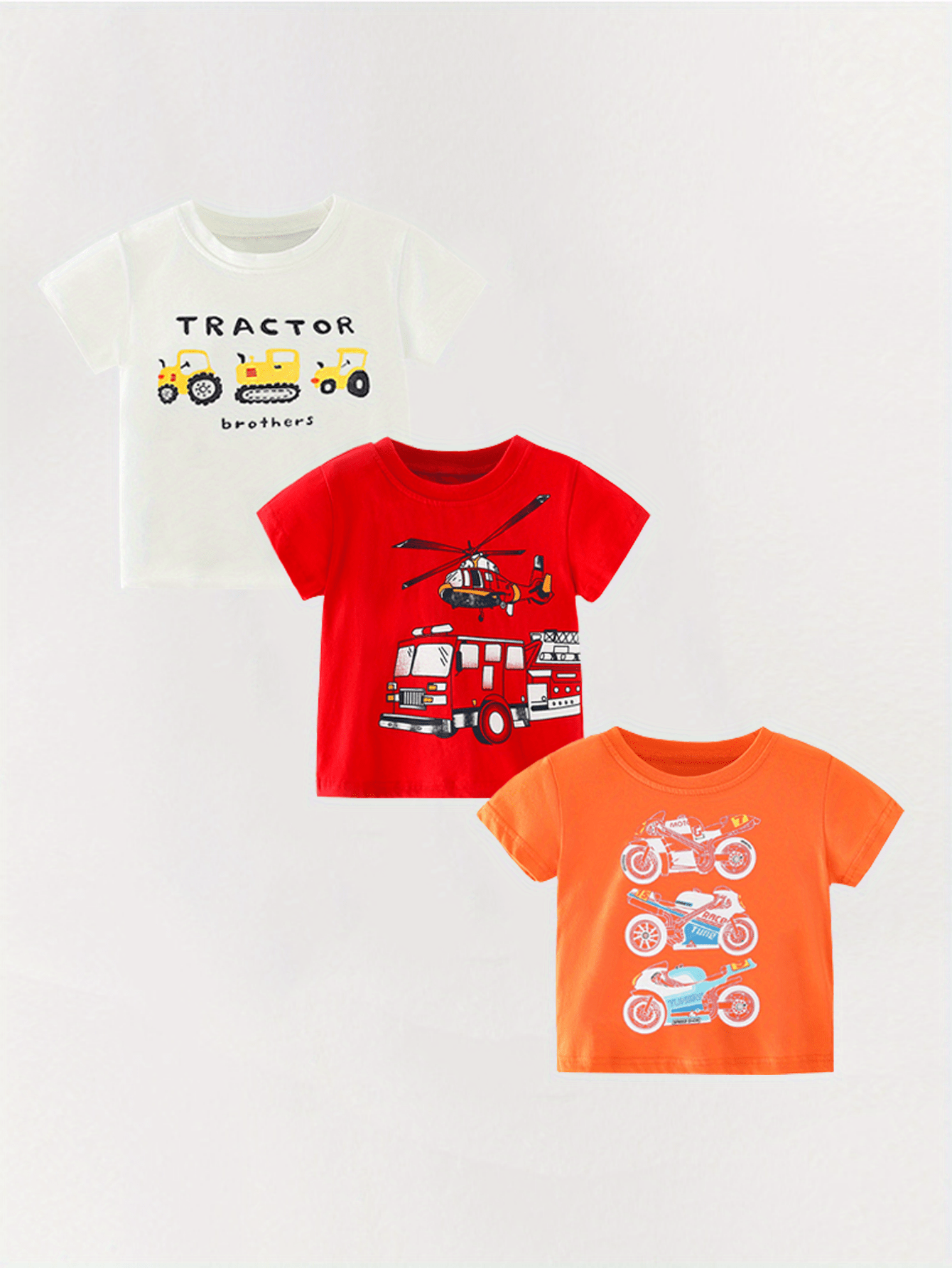Kids Boys T shirt Tee Cartoon Car Short Sleeve Crewneck Children Top Outdoor