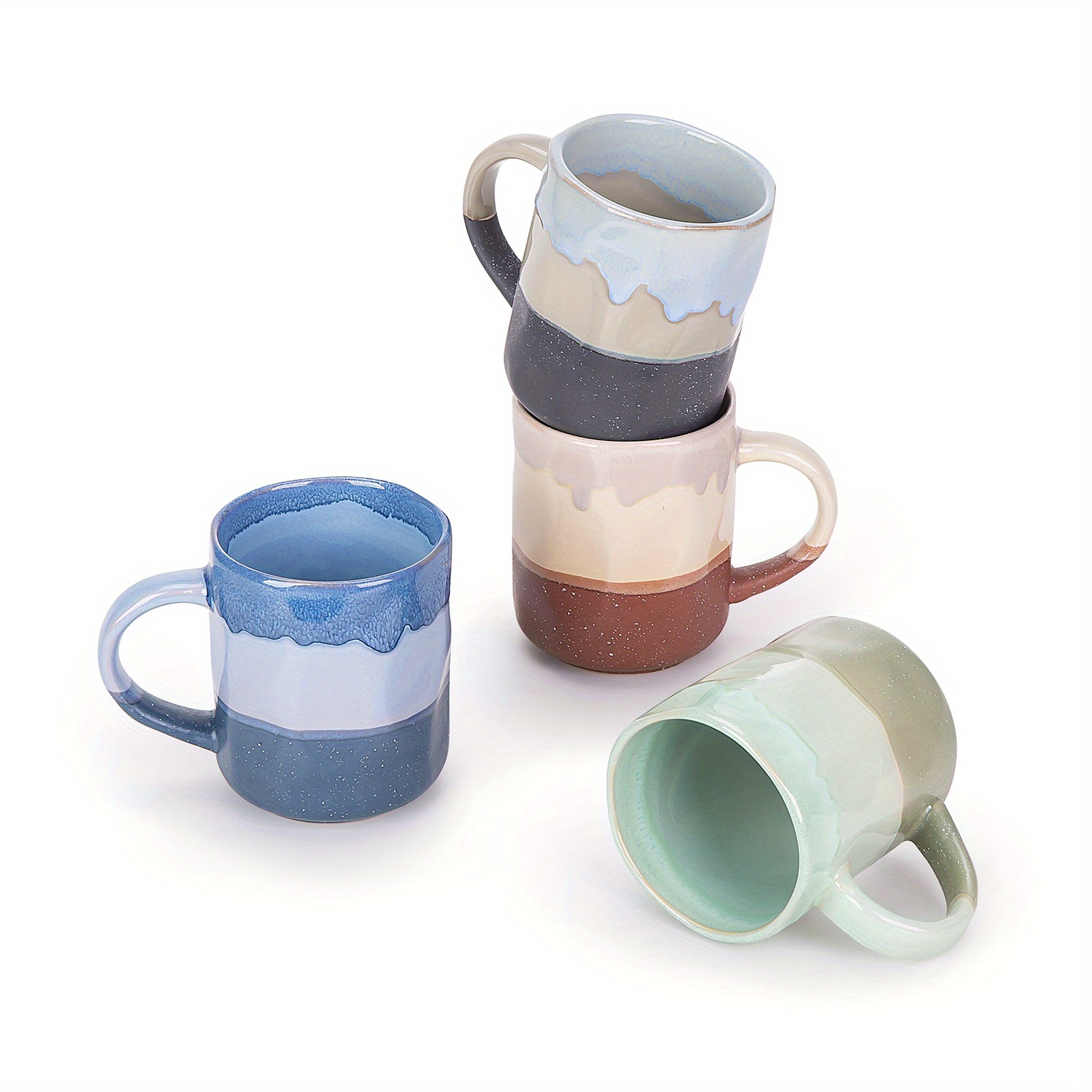 Multicolor Ceramic Coffee Mugs Unique Glazed Microwave Safe - Temu