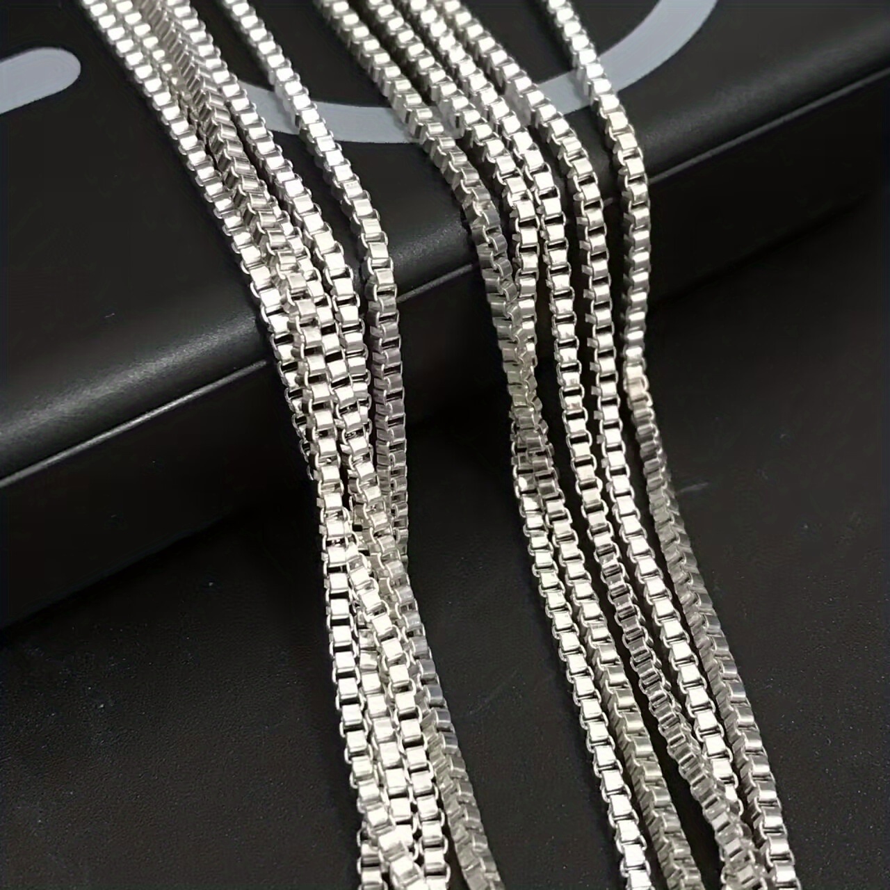 5pcs 16 30inch 2mm box chain link chain with lobster clasps for jewelry making diy necklace accessories details 4