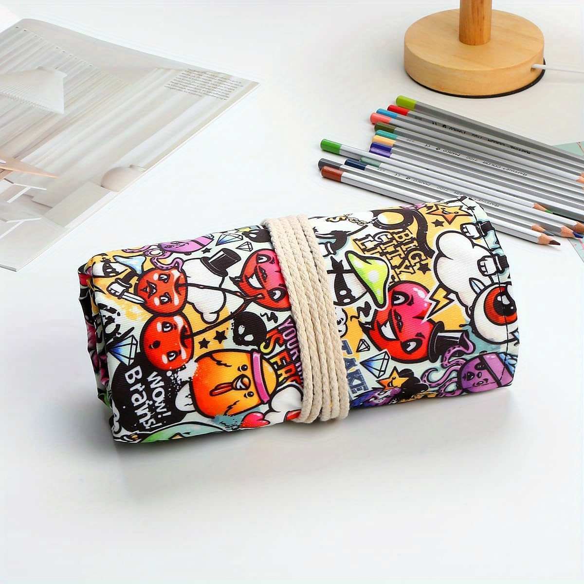 Canvas Pencil Wrap,72 Pencil Holder Colored Pencils Case Roll Multi-purpose  Pouch for School Office Art. Soft Pencil Bag for Travel Makes Your Pencils  Organized