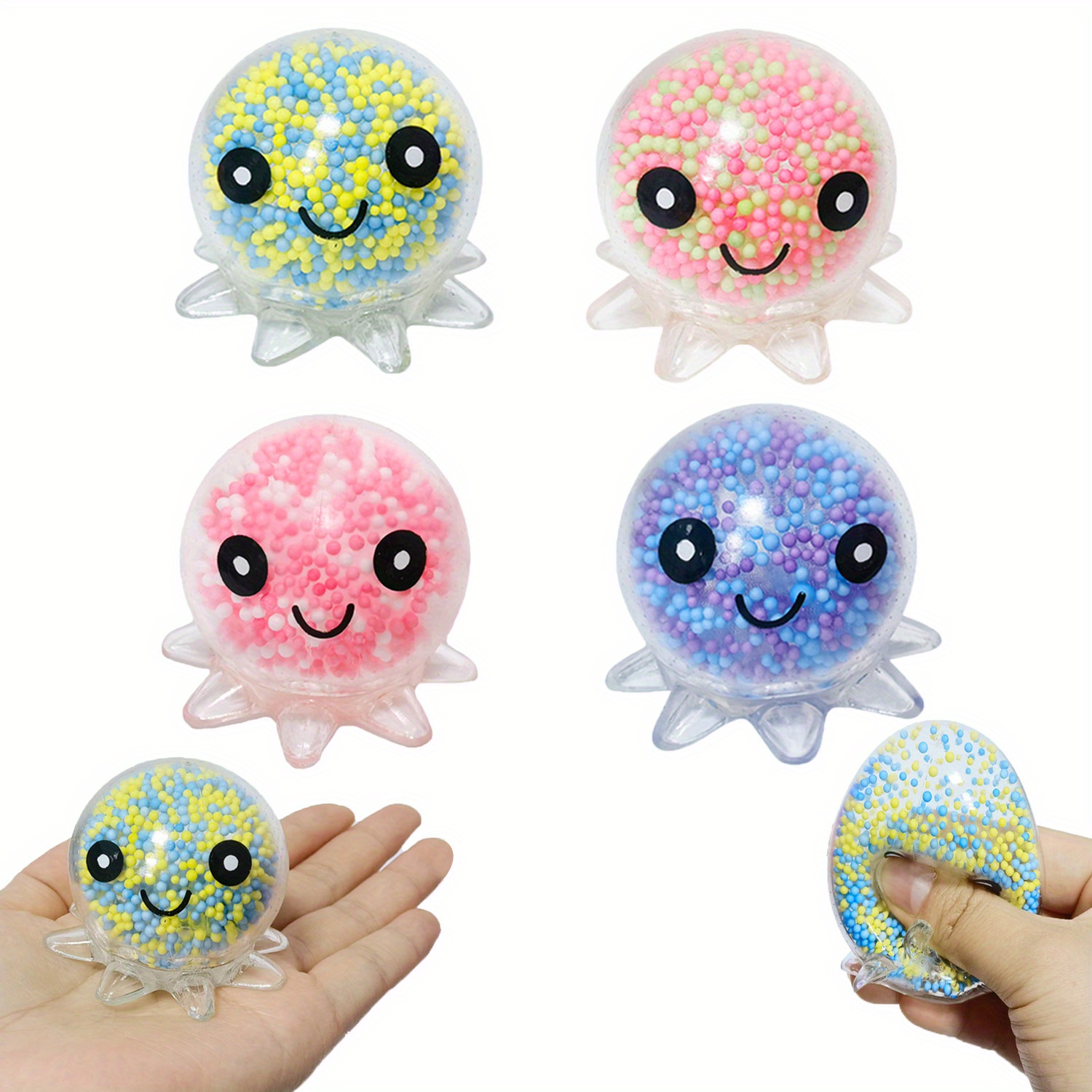 Octopus Squishy Balls Soft Octopus Stress Balls for Kids, 4 Pack