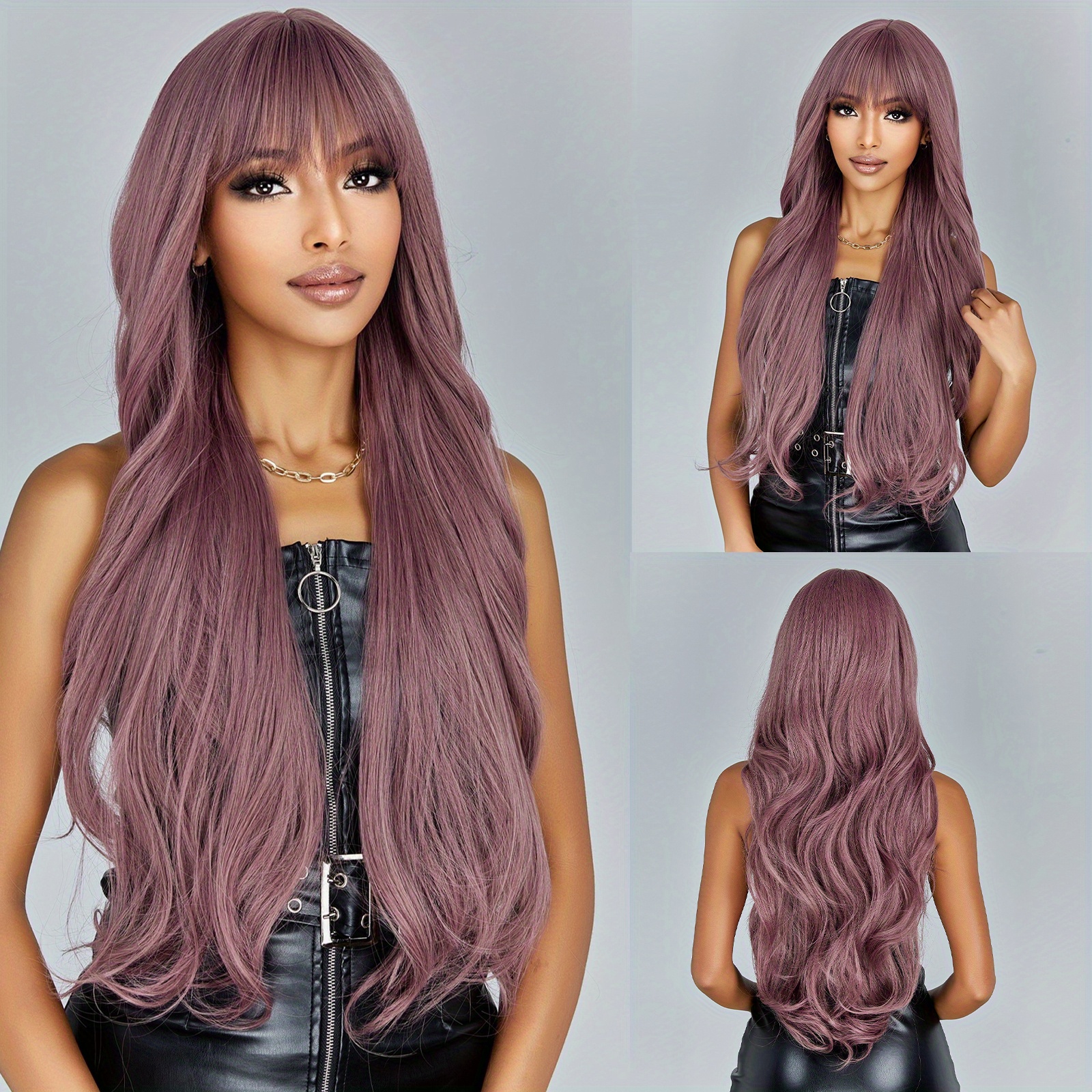 WIG sold PURPLE LONG WAVY WITH BANG CURLY