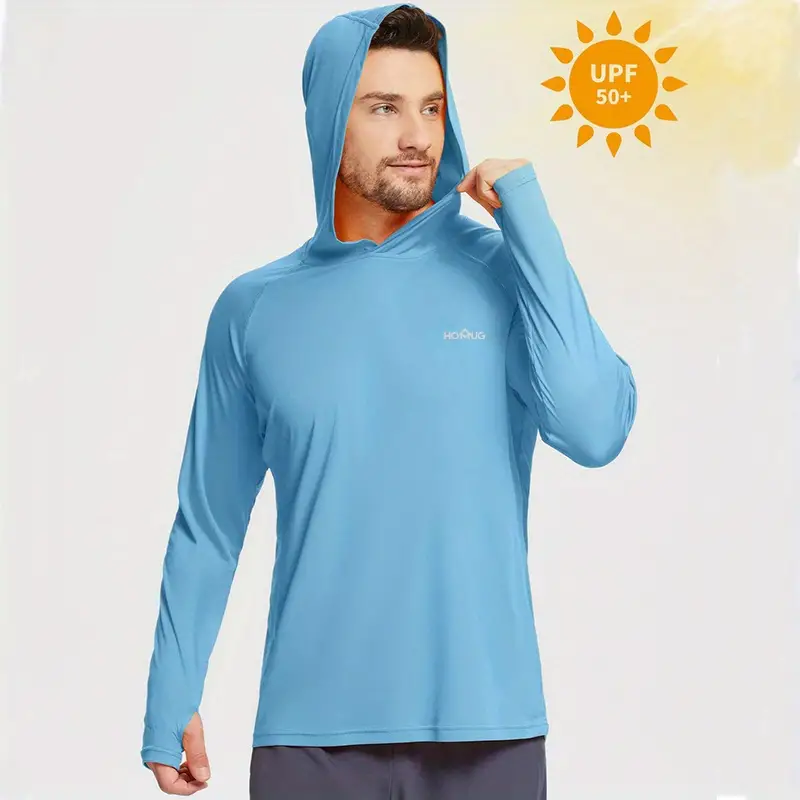 Men's Upf 50+ Sun Protection Hoodie Long Sleeve Spf/uv Quick - Temu