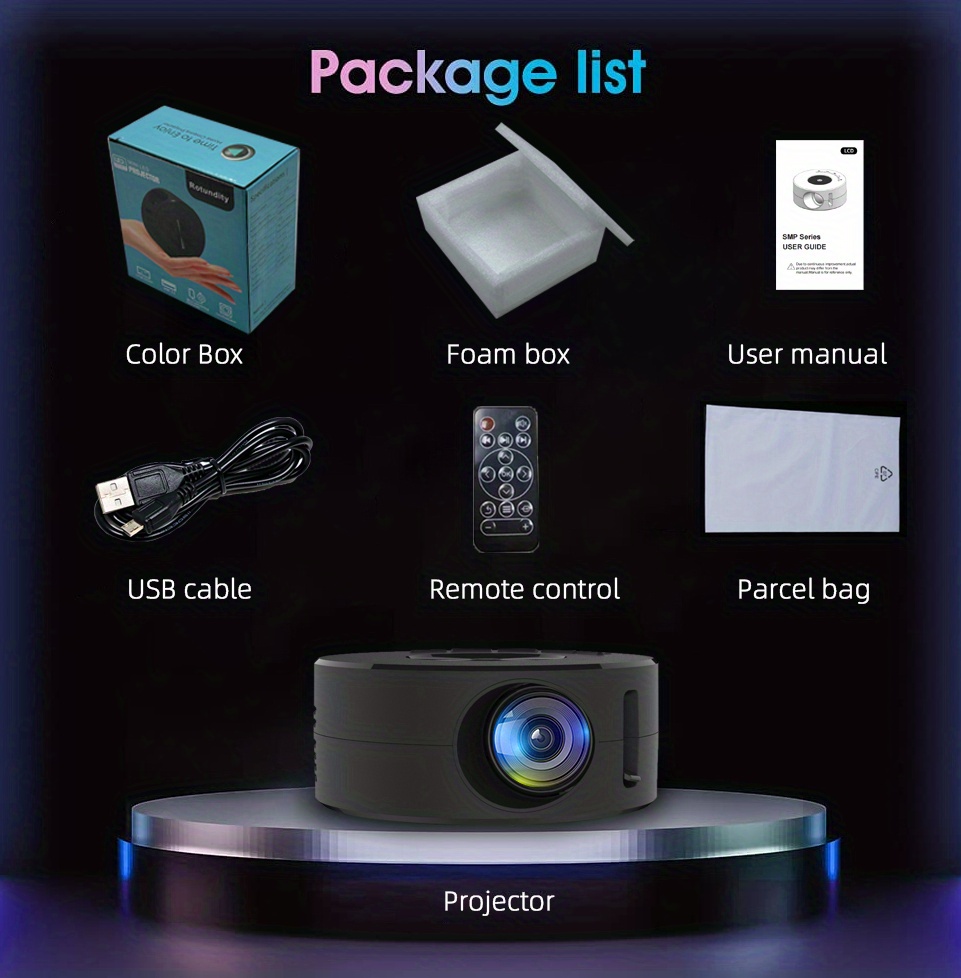 yt200 projector high definition portable screen led home theater projector wired to connect to android  details 14