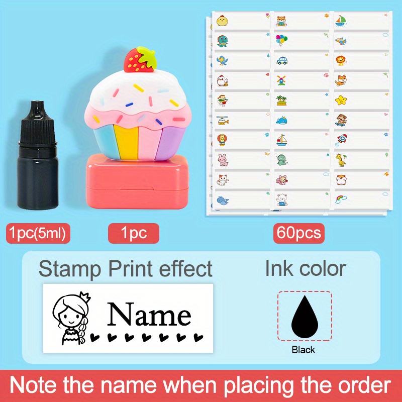 School Set( Cake Shape Stamp And Stickers)custom Name Seals Stamp