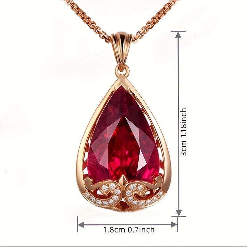 new european and american   water drop shaped copper plated rose gold plated simulated     and sapphire plated rose gold plated color pendant womens fashion collarbone chain details 1