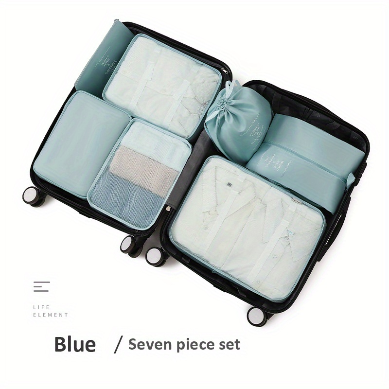 7pcs Clear Luggage Packing Organizer Lightweight Handheld Packing Cubes