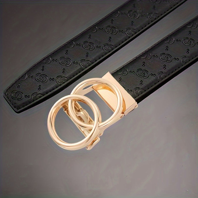 Men's Leather Belt Ratchet Buckle Adjustable Business Strap