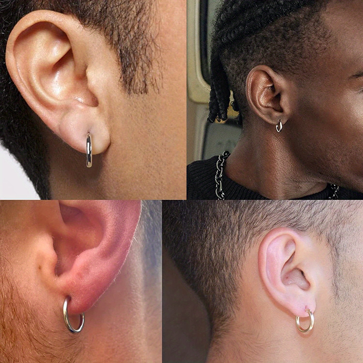 Pendientes de aro con diseño de forma geométrica de acero inoxidable punk  para mujer y hombre Wmkox8yi sjalhkljlk408