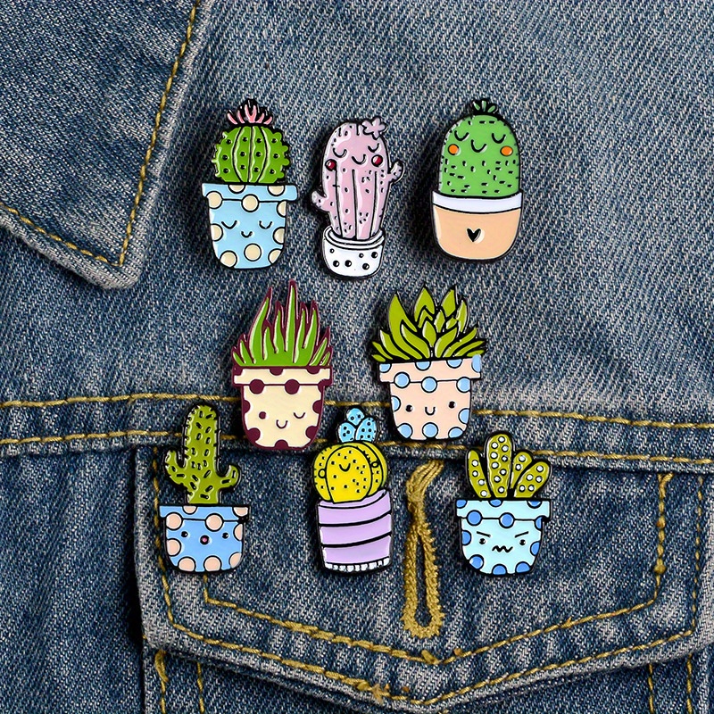 Funny Green Leafy Succulent Plant Pot Brooch For - Temu