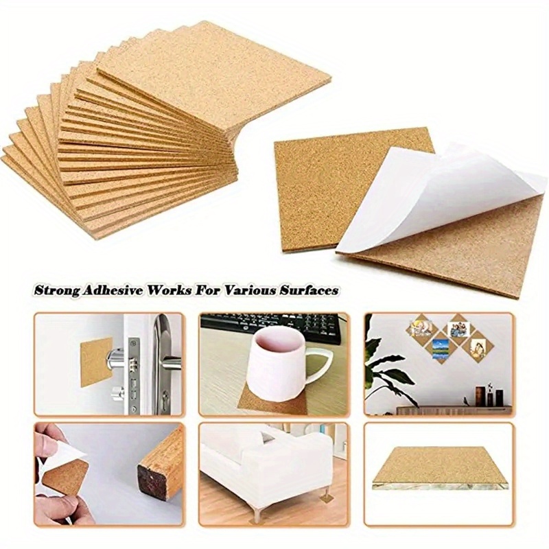 Self-Adhesive Cork Squares 4x4 Inches Cork Backing Sheets Cork Tiles  Coasters