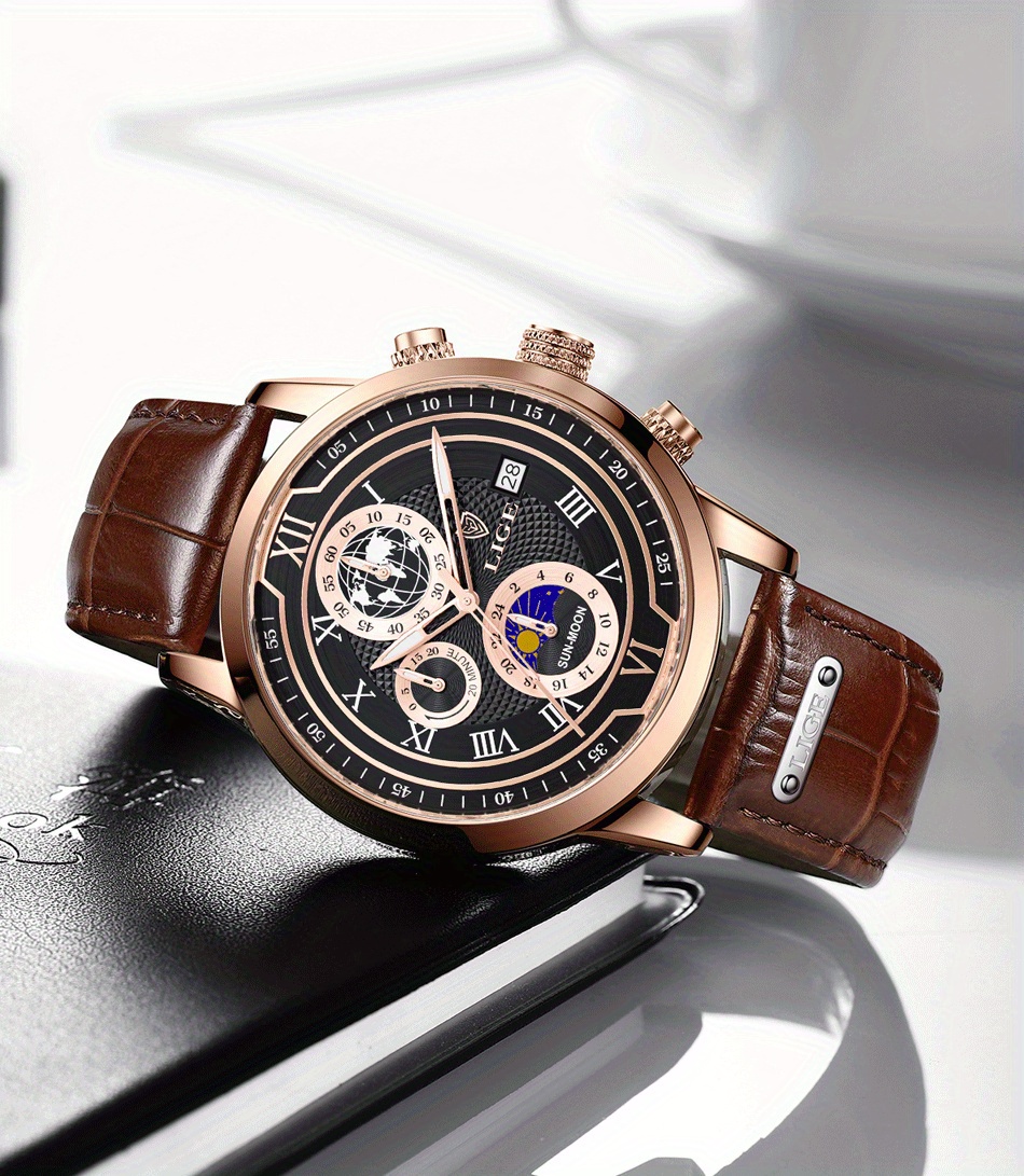     mens quartz watch mens business clock multi function chronograph watch 30    calendar clock   for gifts details 12