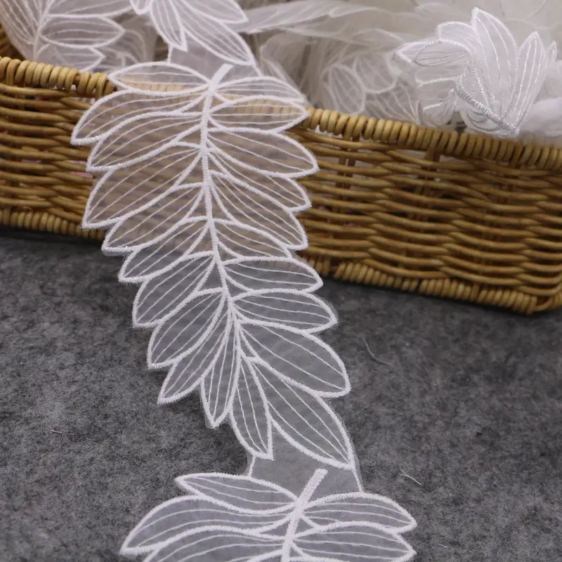 1yards White Embroidery Lace Guipure Leaf Laces Ribbons - Temu