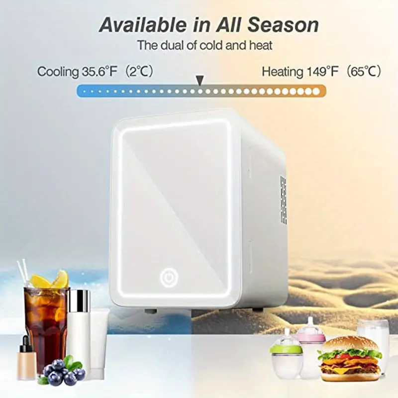 1pc mini mirror refrigerator 6l 8l can mini fridge with 3 adjustable light led mirror for skin care cosmetic makeup car and household dual use beauty refrigerator details 4
