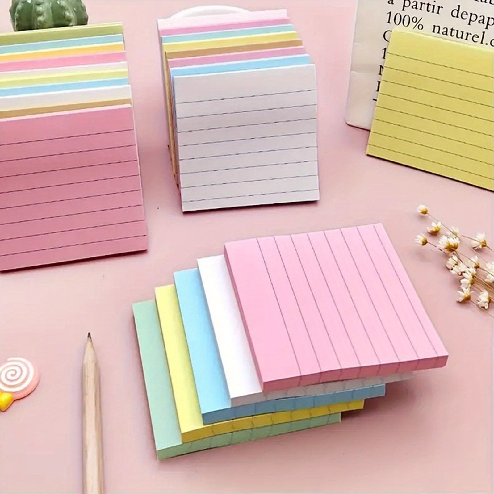 Pad Lined Sticky Notes Self stick Notes Easy Post School - Temu