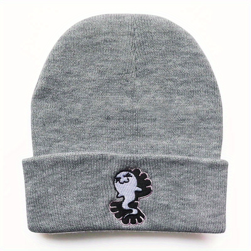 Y2K Cartoon Beanie Ghost Mermaid Embroidered Knitted Hat Unisex