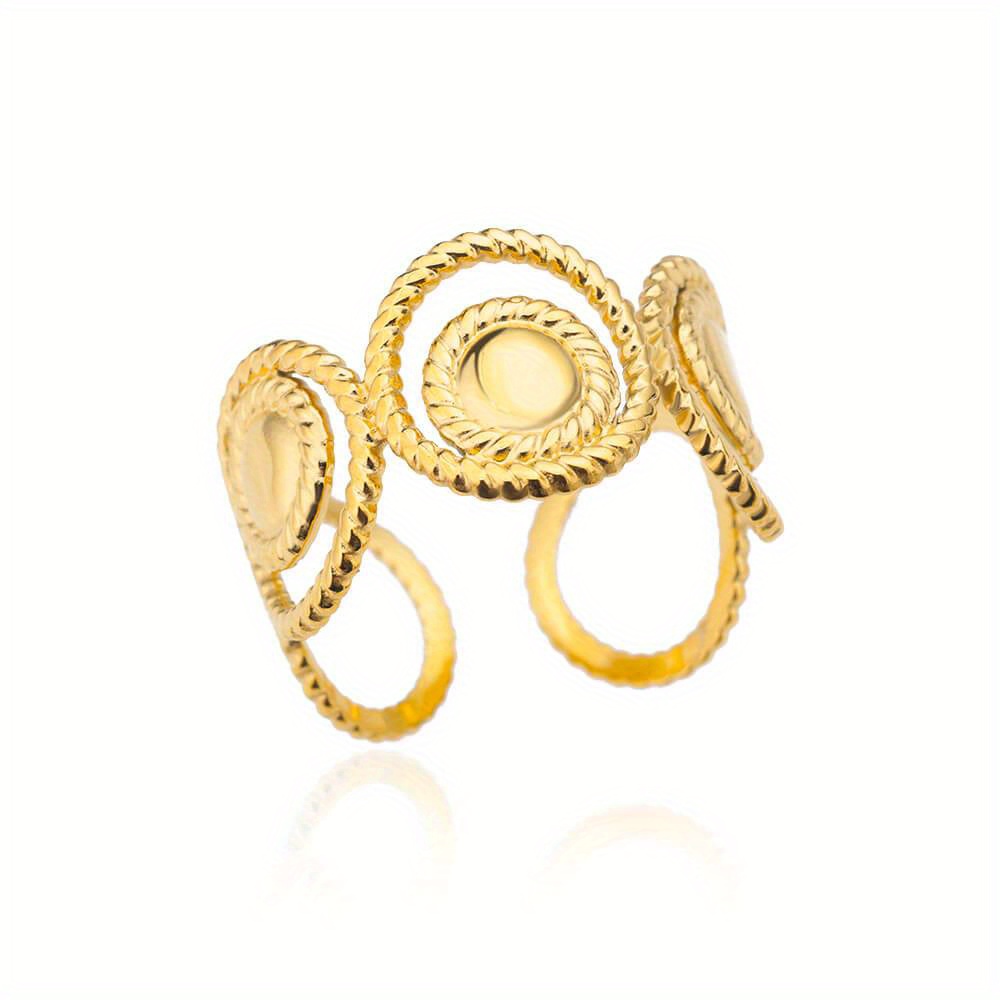 Stylish Geometric Ring 18k Gold Plated Stainless Steel Suitable For Daily Work And Study Bar