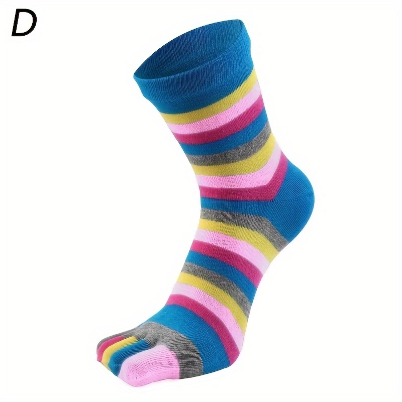 Rainbow Color Striped Calf Socks Five toe Split - Temu