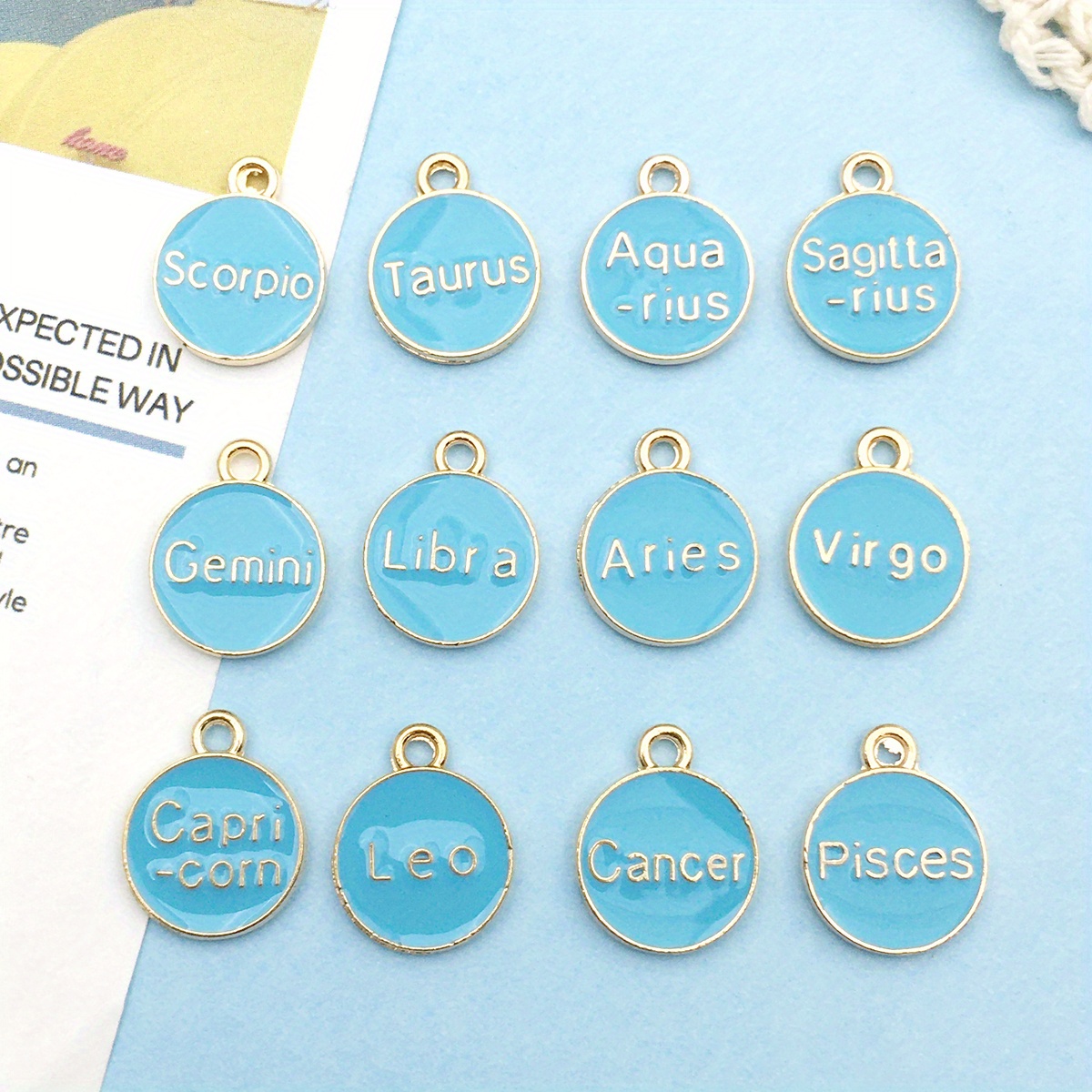 Metal Alloy Enamel Golden 12 Constellations Zodiac - Temu