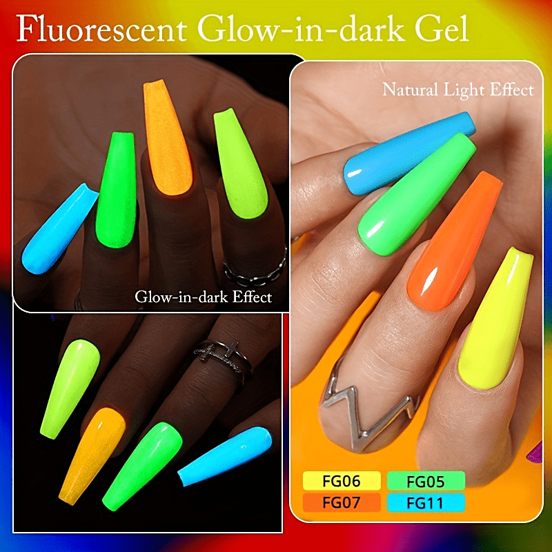 12 Colors Fluorescent Glow in dark Gel Nail Polish Soak Off - Temu