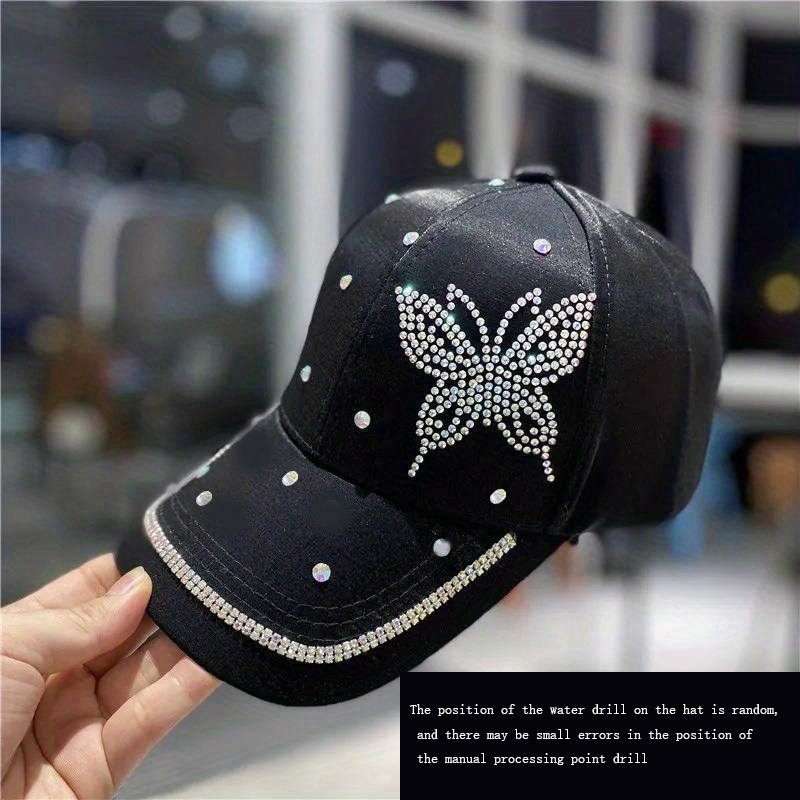 1pc Women's Butterfly Knot Embellished Denim Baseball Cap, Korean Style Sun  Hat With Long Brim For Fashion And Sun Protection