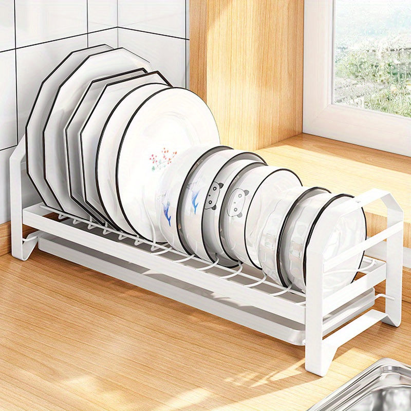 Dish Rack With Drip Tray, Minimalist White Plate Drain Storage Organizer,  Single-layer Tableware Storage Rack, Multi-functional Bowl Disc Draining  Cage, Chopsticks Fork Spoon Knife Rack, Kitchen Accessories - Temu