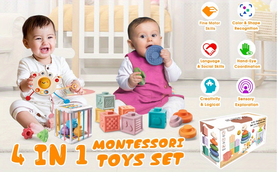 Hochettes pour bébés Jouets Nouveau-né Sensoriel Pousse-à-dents Jeux de  développement de bébé Jouets éducatifs pour bébés Jouets pour bébés 0 6 12  mois