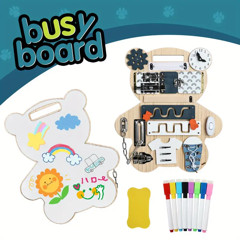 Bear Shaped Busy Board Montessori Toys With Drawing Board - Temu