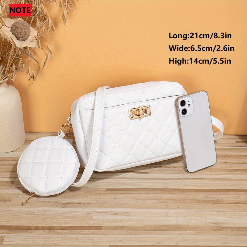 Argyle Quilted Square Shoulder Bag with Pouch