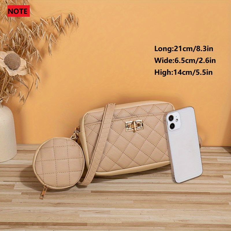 Argyle Quilted Bag Set, Trendy Pu Leather Shoulder Bag, Women's Small  Crossbody Bag With Coin Purse - Temu Australia