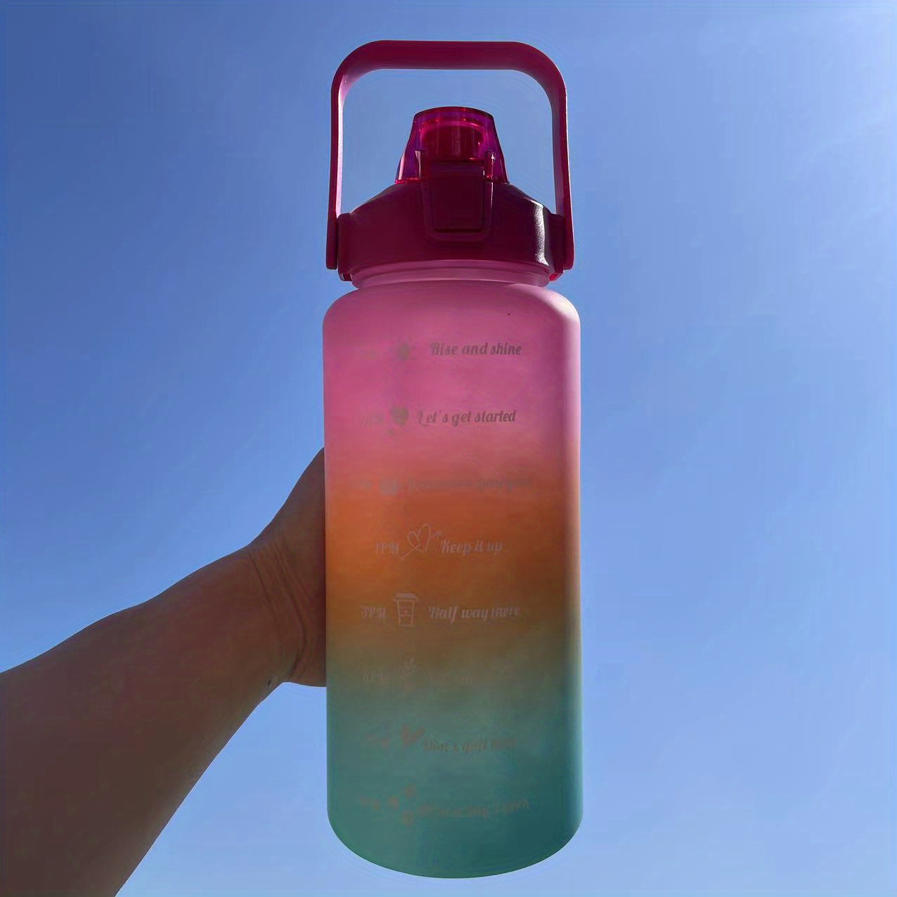 2L Large Capacity Water Bottle Gradient Color Drinking Bottle Sports Water  Bottle Outdoor Travel Portable Reusable Plastic Cups