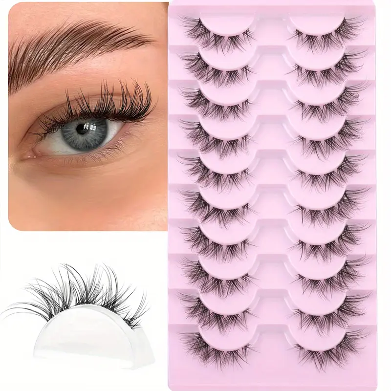 Cluster Lashes Natural Look, Wispy Manga Eyelash Extensions Strip, Cat Eye  Lashes With Transparent Stem Short Anime Korean Makeup False Eyelashes -  Temu