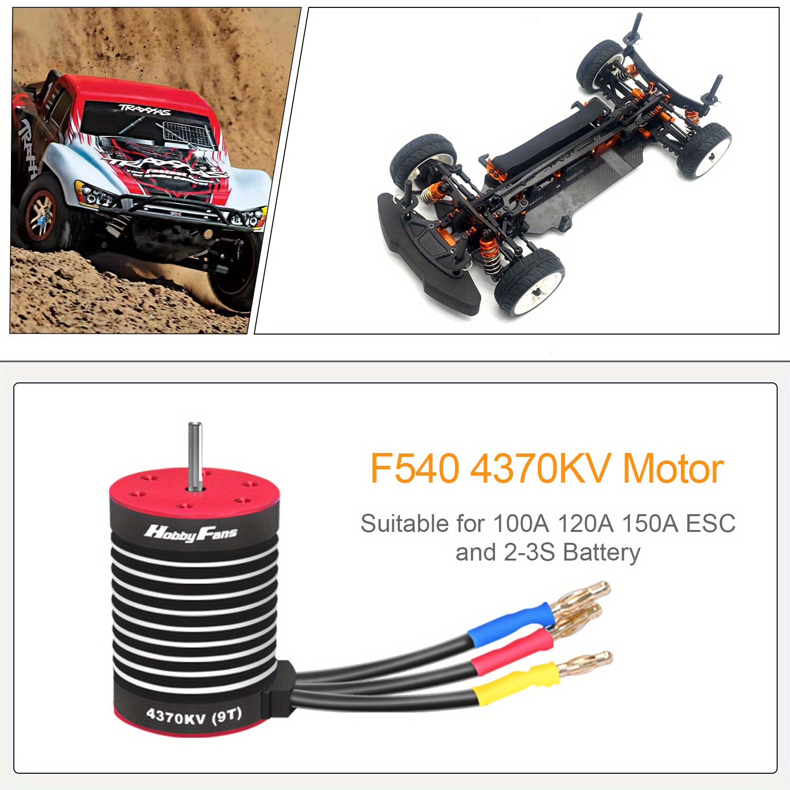 9imod F540 4370KV Brushless Motor & 60A ESC Combo With Program Card - For 1/10 Scale RC Cars-745764