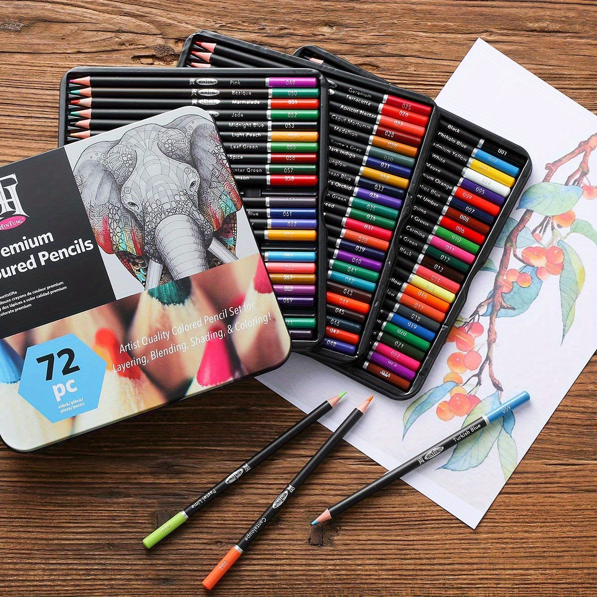 KALOUR 120 Colors Professional Color Pencil Set Iron Box Colored