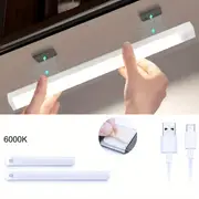 1pc led smart body motion sensing bar night light usb rechargeable white light counter closet lighting magnetic removal dimmable under cabinet lights for wardrobes closets cabinets stairs corridors shelves battery powered lights details 0