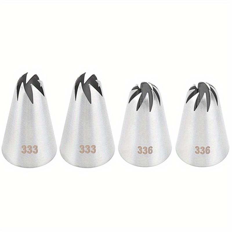 Image of 4pcs 304 Stainless Steel Sanding Polishing Seamless Icing Piping Tips #333 #336