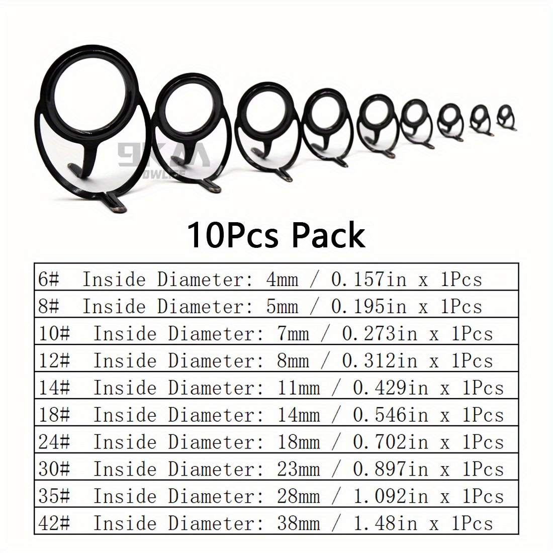10Pcs Fishing Rod Repair Guide Kit Black Fishing Rod Guide Ceramic Rings  6#-42#