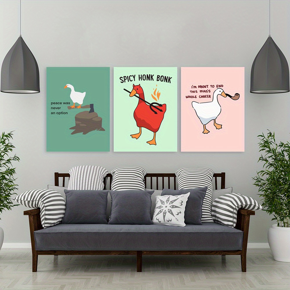 Cute Goose Game Prints Poster, Goose Game Funny Untitled Canvas ...