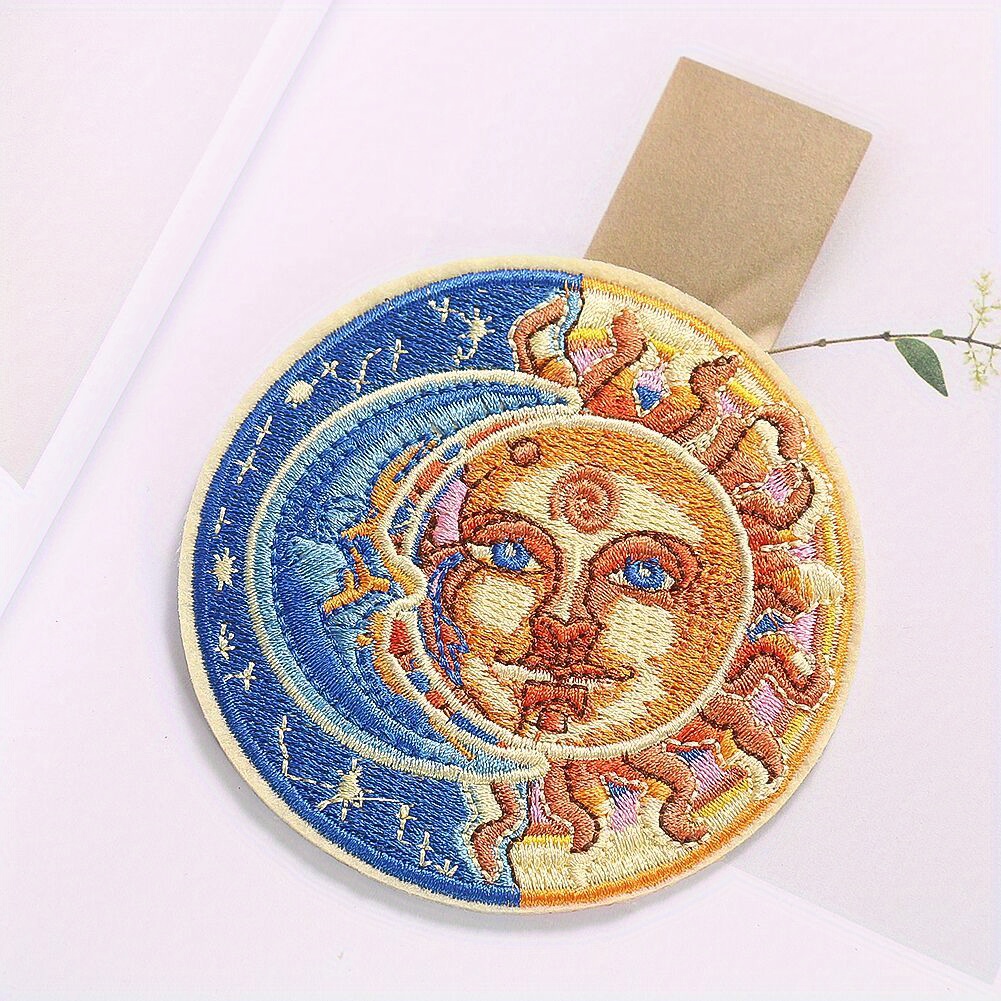 Buy Full Embroidered Peace and Love Iron-On Moon and Sun