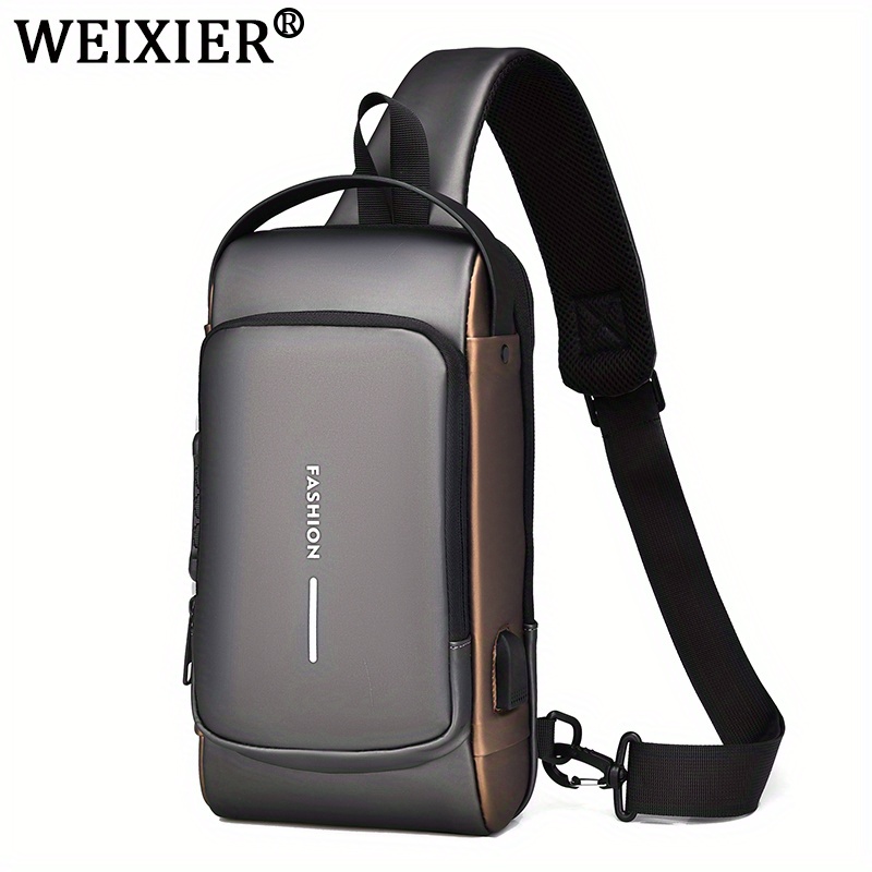 Men Sling Chest Bag Cross body Backpack With USB Charging Port Travel  Sports Male Shoulder Messenger Bag, Gift For Father