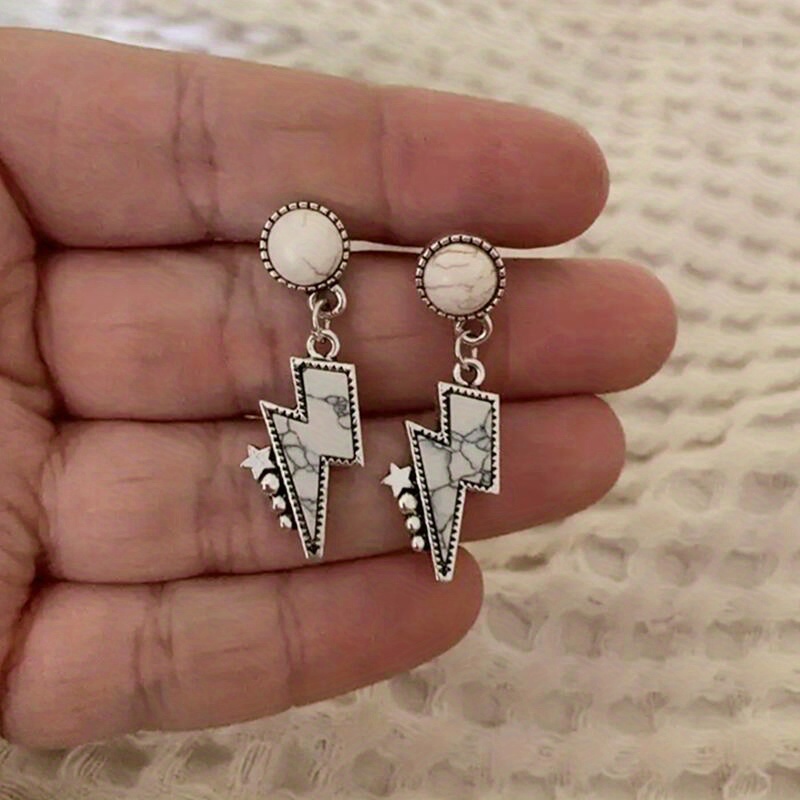 White Lightning Bolt Clip-On Earrings