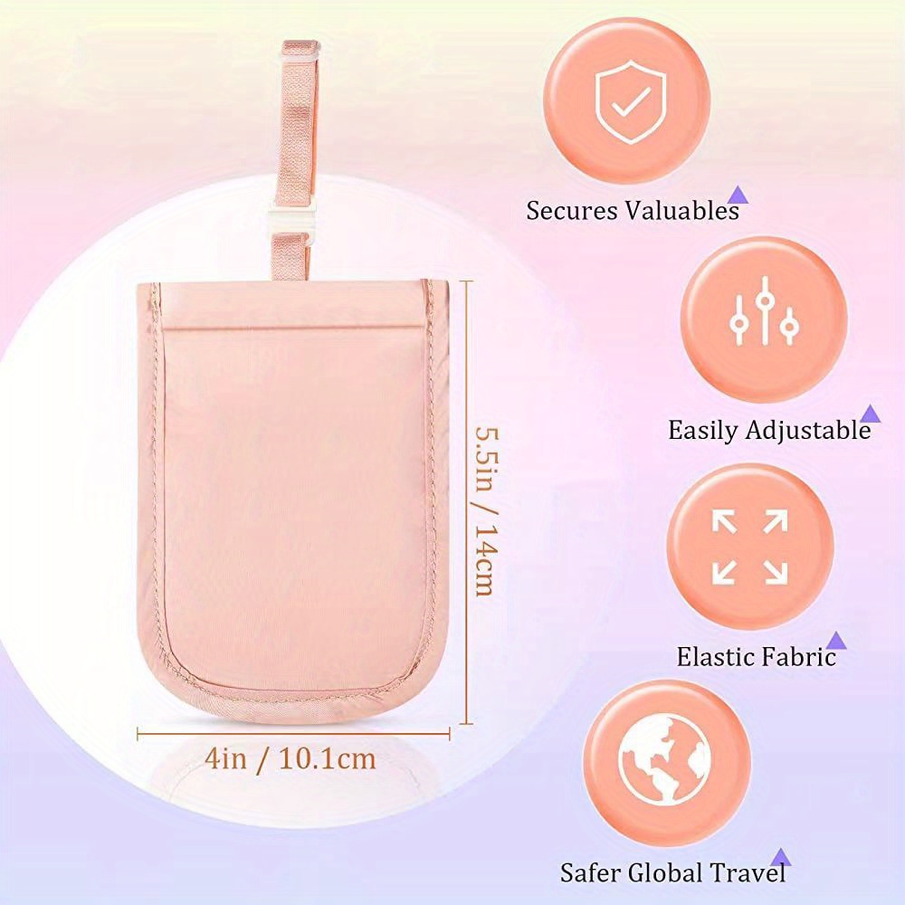 Hidden Bra Wallet, Travel Neck Pouch & Secert Money Pocket for Woman to  Keep Valuables Safe for Secure Travel with Adjustable, Elastic Strap (Pink)