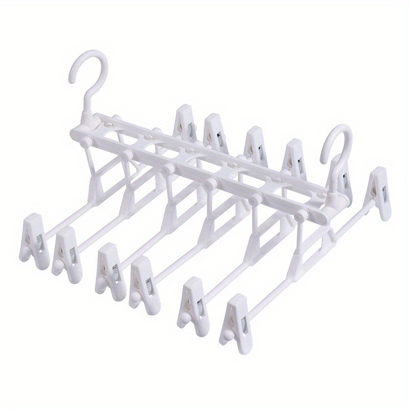 1pc pants hanger trouser rack foldable multi layer trouser hanger space saving wardrobe storage   hanging clothes rack plastic non slip multi functional storage rack details 8