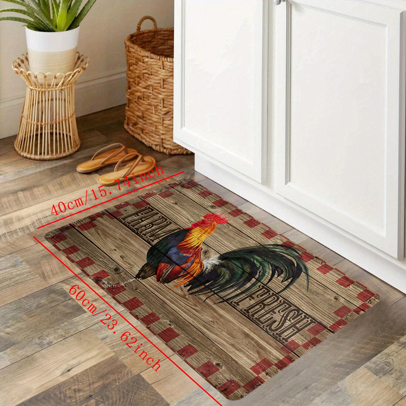 J&V Textiles 18 in. x 30 in. Vintage Rooster Kitchen Cushion Floor Mat