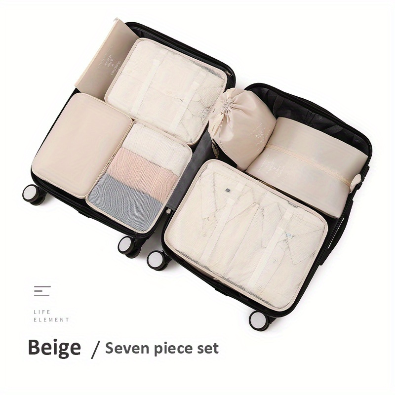 7pcs Clear Luggage Packing Organizer Lightweight Handheld Packing Cubes