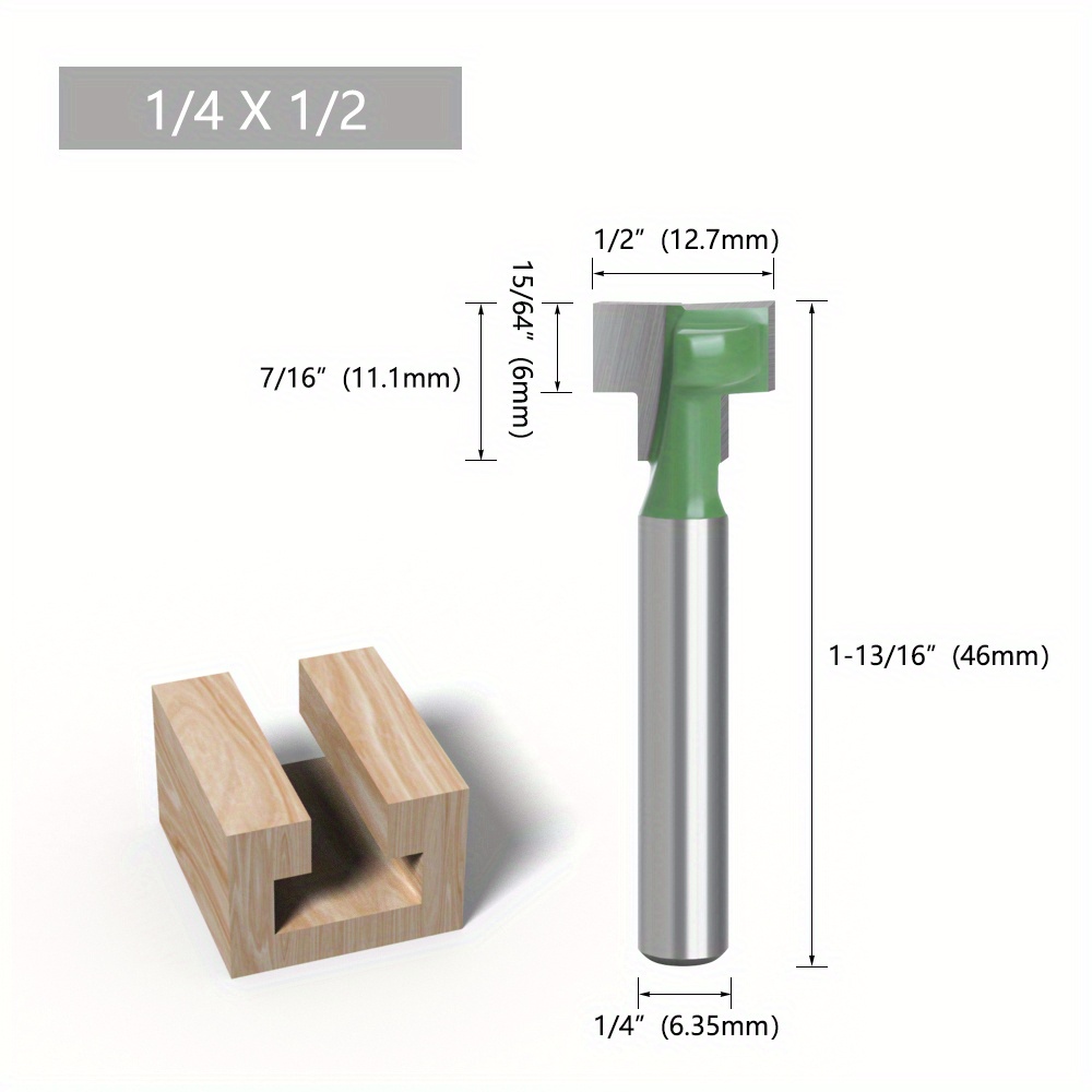 WSOOX 5-Piece Slot Router Bit Set - 1/4" Shank T-Slot Cutters For Woodworking
