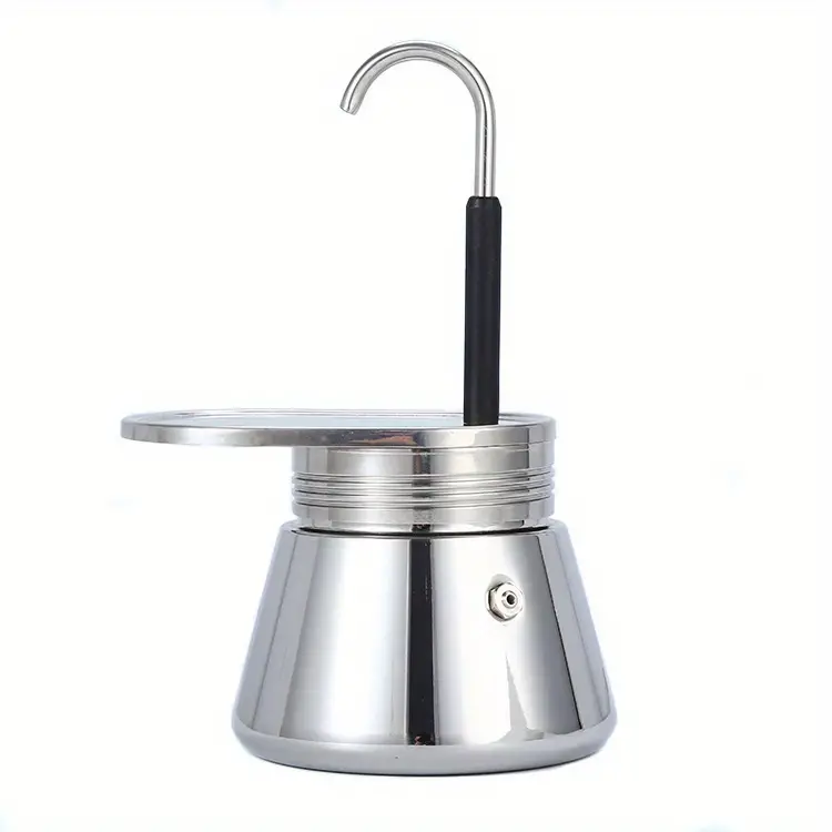 1pc 200ml stainless steel mocha pot coffee pot for travel outgoing portable suitable for home outgoing original color can be used on electromagnetic stove details 5